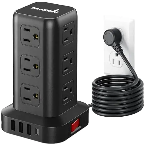 PD 20W USB C Surge Protector, Mini Power Strip Tower Travel 12 AC 4 USB Power Strip with USB Ports 6.5FT Overload Protection for Home Office - SMALLRT