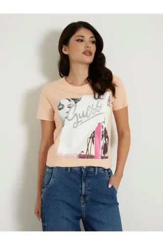 Peach Crew Neck Women's T-Shirt W4GI17I3Z14-G6J4 - GUESS