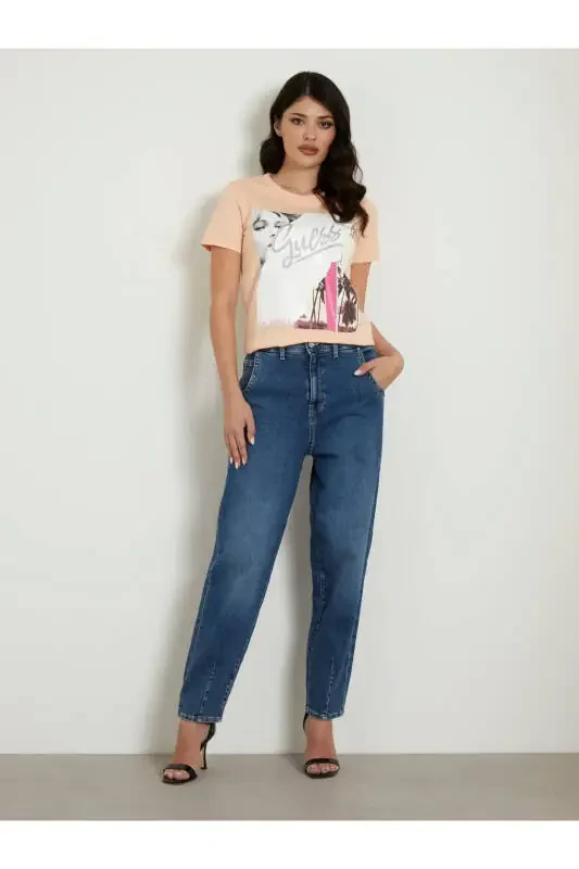 Peach Crew Neck Women's T-Shirt W4GI17I3Z14-G6J4 - 2