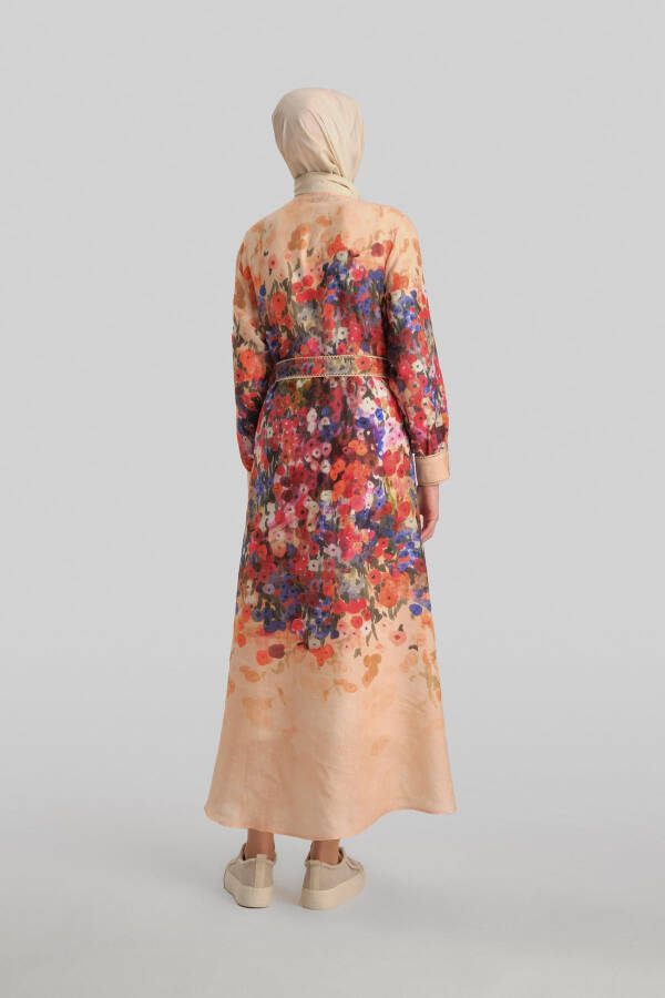 Peach dress with Armine stripe detail (24Y9836) - 12