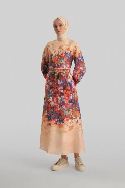 Peach dress with Armine stripe detail (24Y9836) - ARMINE