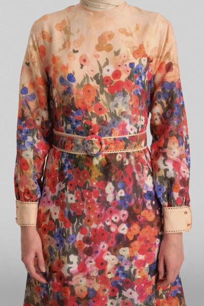 Peach dress with Armine stripe detail (24Y9836) - 5