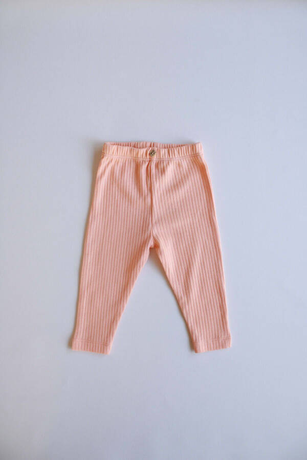 Peach Ribbed Baby Leggings - 5