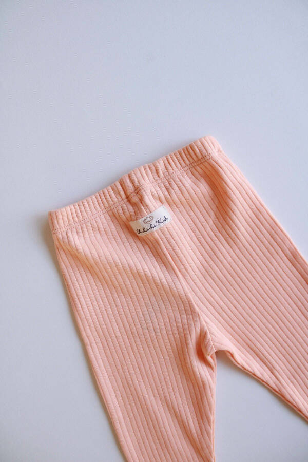 Peach Ribbed Baby Leggings - 7