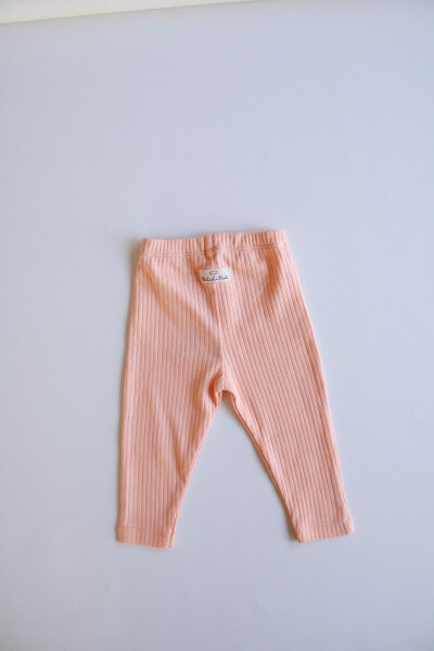 Peach Ribbed Baby Leggings - 8