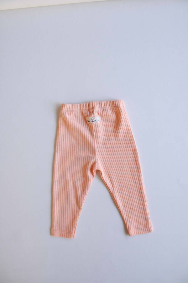 Peach Ribbed Baby Leggings - 8