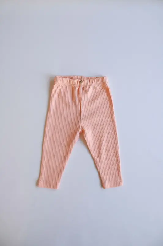 Peach Ribbed Baby Leggings - OHLALAKOALA