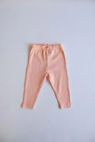 Peach Ribbed Baby Leggings - OHLALAKOALA (1)