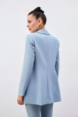 Peak Lapel Classic Jacket - Baby Blue - BABY BLUE - 7