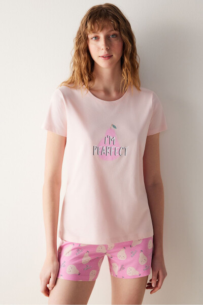 Pearfect Şortlu Pembe Pijama Takımı - 8