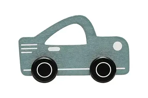 Pearhead Montessori Wooden Car Push Pull Toy for Babies and Toddlers, Blue Rolling Wheels Developmental Activity, Gender Neutral Educational Gift for 1 Year Old Boys and Girls, Nursery Playroom Decor - 1