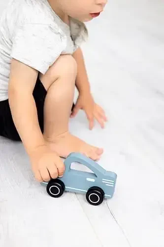 Pearhead Montessori Wooden Car Push Pull Toy for Babies and Toddlers, Blue Rolling Wheels Developmental Activity, Gender Neutral Educational Gift for 1 Year Old Boys and Girls, Nursery Playroom Decor - 6