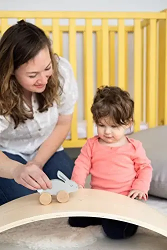 Pearhead Montessori Wooden Bunny Push-Pull Toy for Toddlers – Baby, Stocking Stuffers for Toddlers, Gray Rolling Rabbit Encourages Motor Skills & Imaginative Play - 5