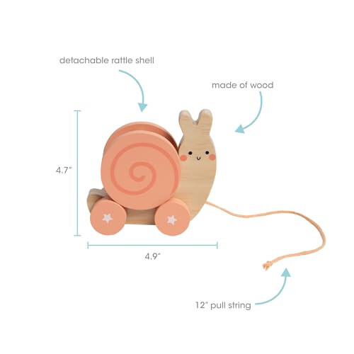 Pearhead Montessori Snail Pull Toy, Pull Along Wooden Toy, Early Development Push and Pull String Toy, Motor Skill Toy for Toddlers Ages 1+ Year - 35