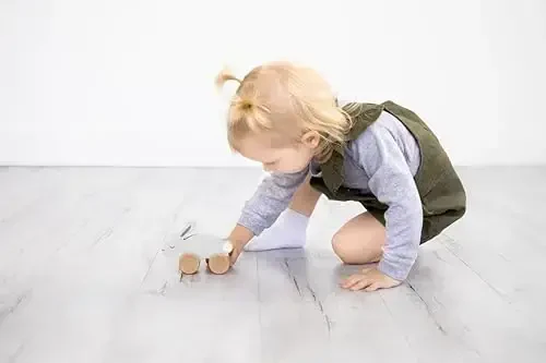 Pearhead Montessori Wooden Bunny Push-Pull Toy for Toddlers – Baby, Stocking Stuffers for Toddlers, Gray Rolling Rabbit Encourages Motor Skills & Imaginative Play - 6