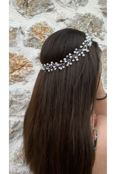 Pearl and Crystal Bridal Tiara Hair Accessory - 7