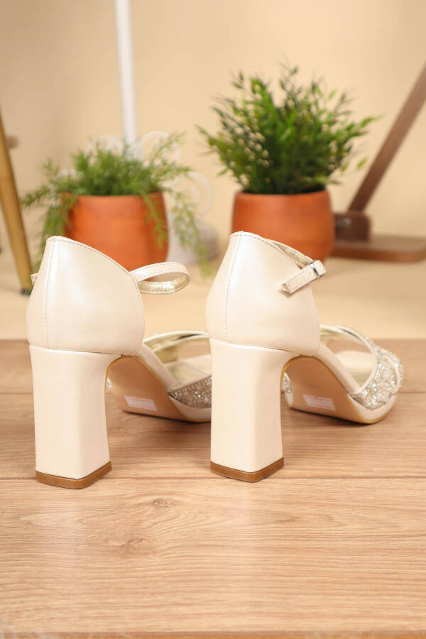 Pearl and Stone Detailed Closed Toe Bridal Shoes SEDEF - 8