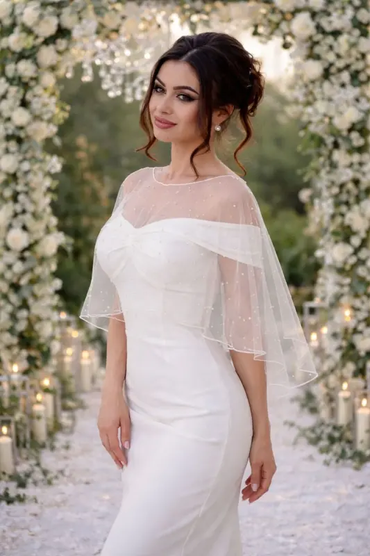 Pearl Cape Veil, Bridal Cape - Complete Your Elegance (LAUNCH SPECIAL PRICE) - 1
