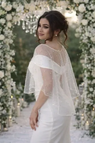 Pearl Cape Veil, Bridal Cape - Complete Your Elegance (LAUNCH SPECIAL PRICE) - JETDUKKAN (1)