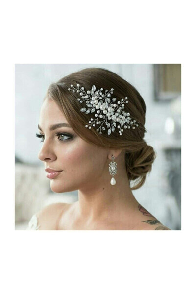 Pearl Crystal Bridal Hair Accessory - 13