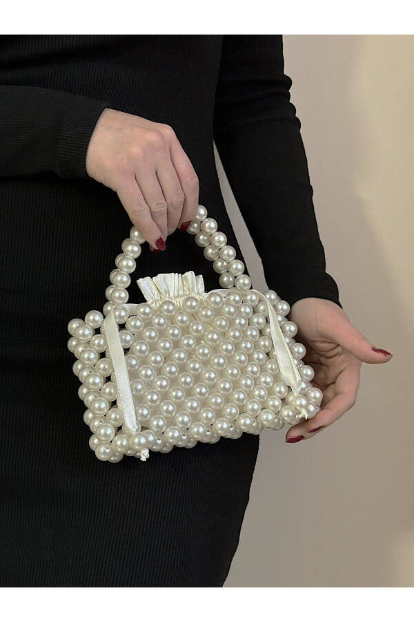 Pearl Handbag - Pearl Bag - Evening Bag - Beaded Bag - Pearl Bead Bag - Invitation Bag - Bridal Bag - 1