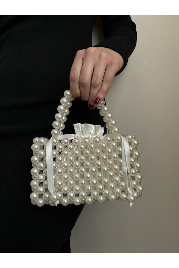 Pearl Handbag - Pearl Bag - Evening Bag - Beaded Bag - Pearl Bead Bag - Invitation Bag - Bridal Bag - 4