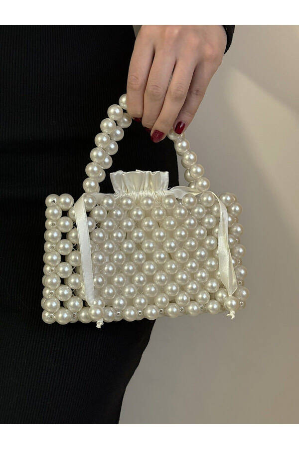 Pearl Handbag - Pearl Bag - Evening Bag - Beaded Bag - Pearl Bead Bag - Invitation Bag - Bridal Bag - 5