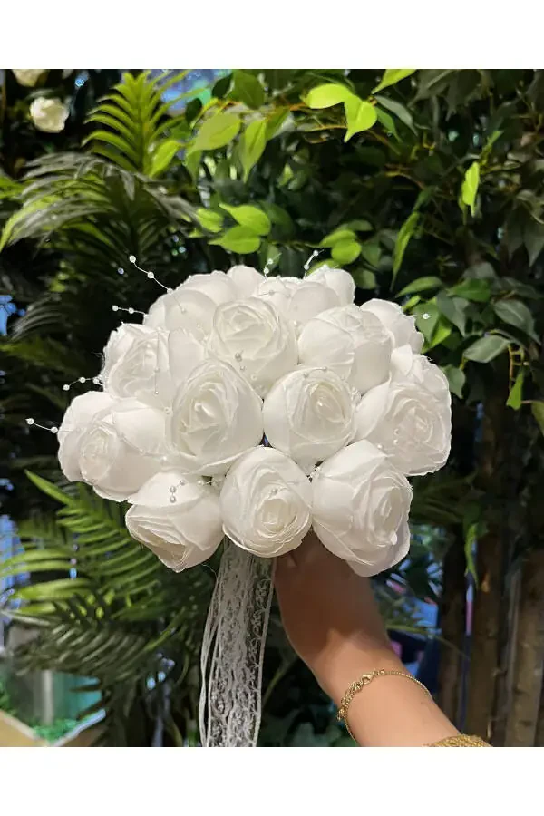 Pearl Peony Bridal Bouquet - Groom Boutonniere - Bridal Flowers - 5