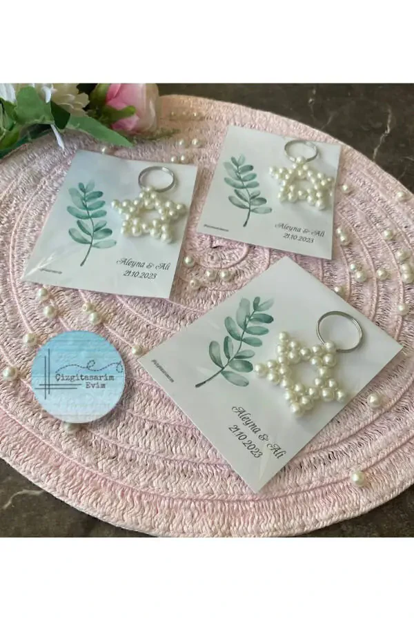 Pearl Star Keychain Engagement, Proposal and Wedding Gifts (10 Pieces) Souvenirs - 1