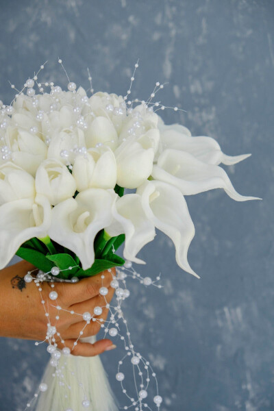 Pearl Tulip Gala Premium Bridal Bouquet - 3