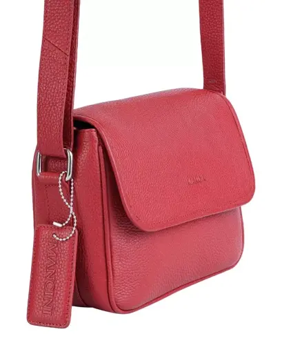 Pebbled Collection Kimberly Charm Flapli Qo'l Sumkasi - Qizil - 3