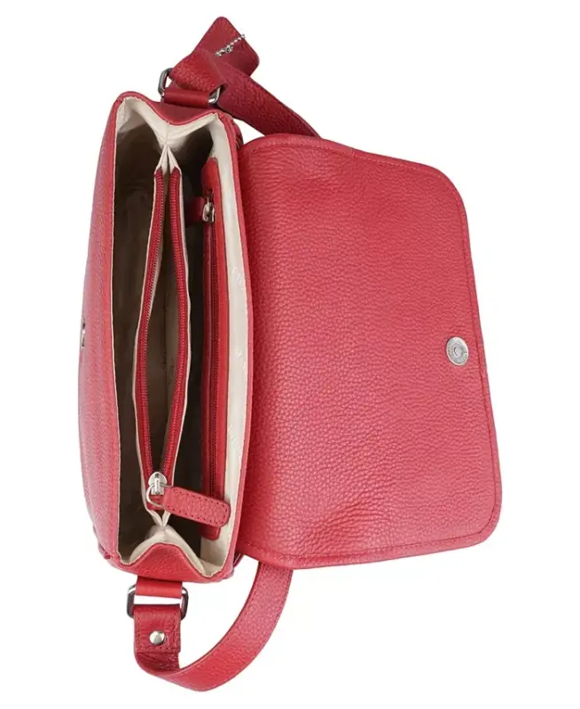 Pebbled Collection Kimberly Charm Flapli Qo'l Sumkasi - Qizil - 4