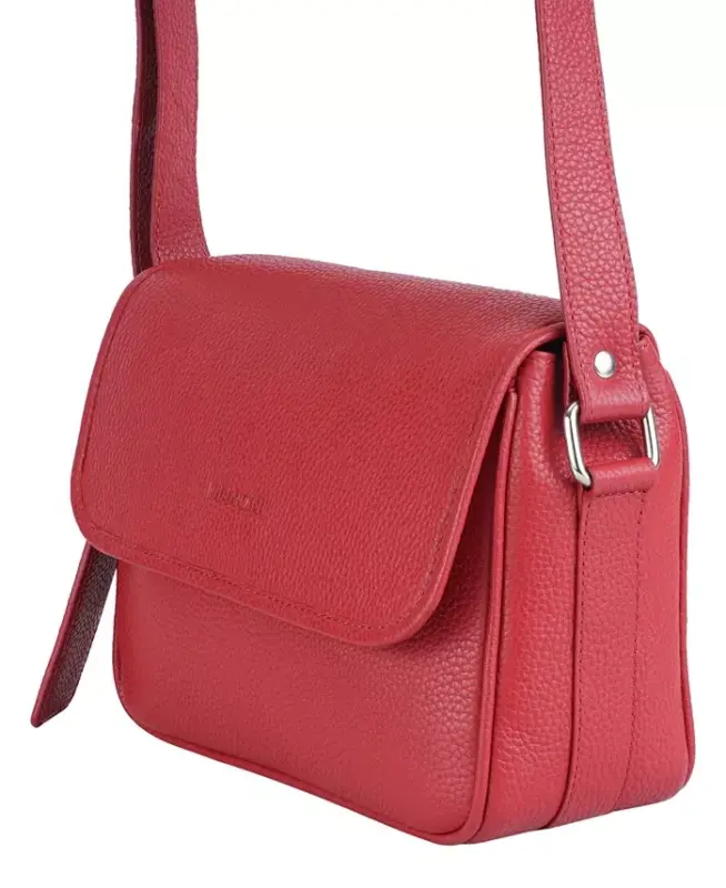 Pebbled Collection Kimberly Charm Flapli Qo'l Sumkasi - Qizil - 5