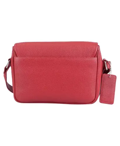 Pebbled Collection Kimberly Leather Flap Closure Handbag-Red - MANCINI (1)