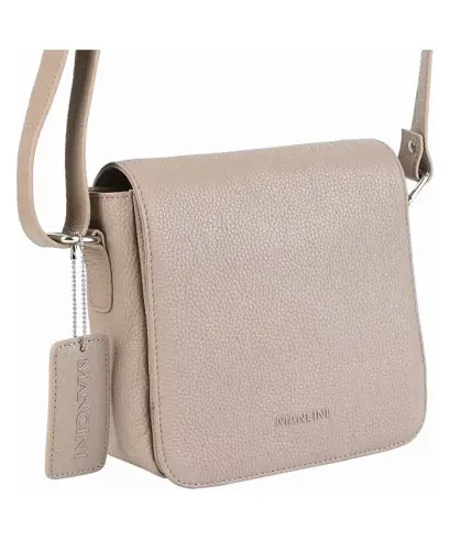 Pebbled Collection Page Leather Crossbody Bag-Mushroom - MANCINI (1)