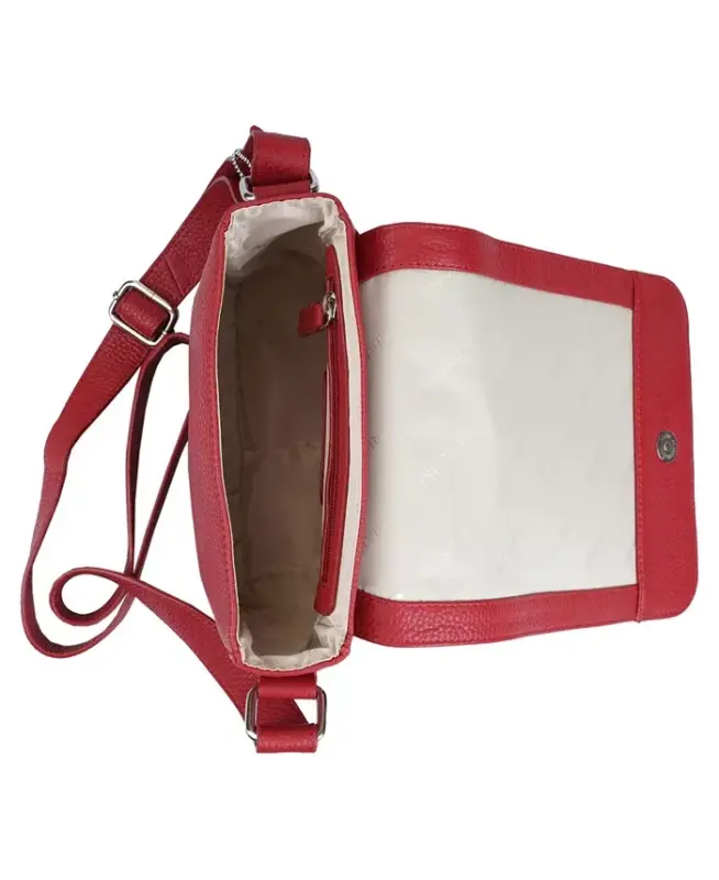 Pebbled Collection Page Leather Crossbody Bag - Red - 4