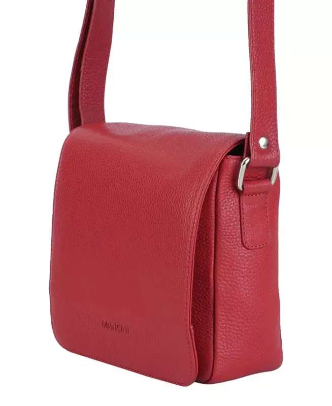 Pebbled Collection Page Leather Crossbody Bag - Red - 5