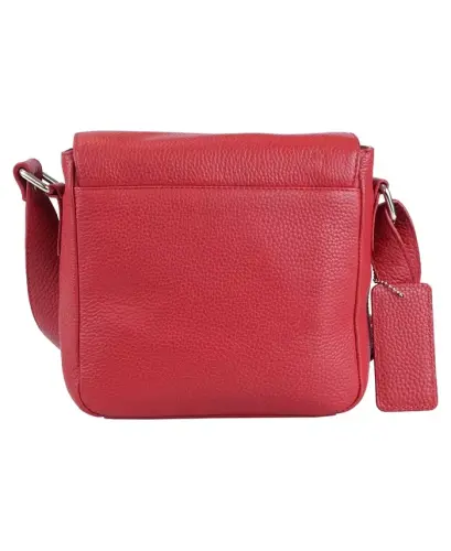 Pebbled Collection Page Leather Crossbody Bag - Red - MANCINI (1)