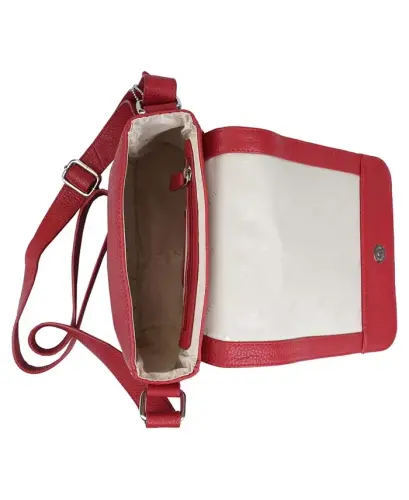 Pebbled Collection Page Leather Crossbody Bag - Red - 4