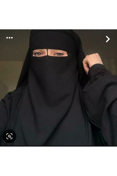 Peçe Siyah Duvak Bae Başörtüsü 2 kat - 3