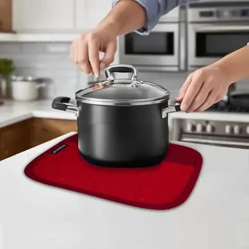 Oven Mitts and Pot Holders Sets 6pcs, Kitchen Oven Glove,High Heat Resistant 550 Degree Extra Long Oven Mitts and Potholders with Non-Slip Silicone Surface for Home Essentials (Grey) (Passion Red) - 3