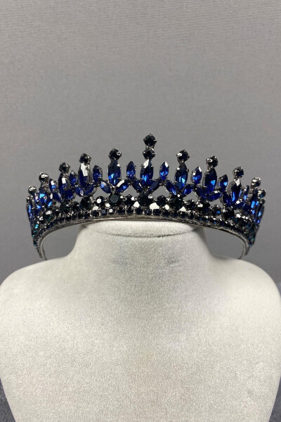 Pedro Model Elegant Bridal Crown Henna Crown Blue Bridal Crown - 2