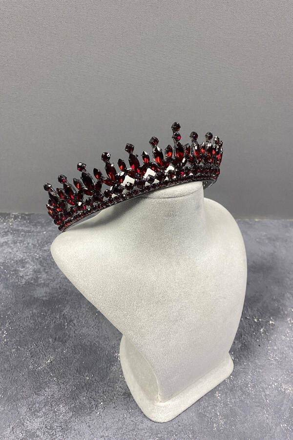 Pedro Model Elegant Bridal Crown Henna Crown Burgundy Bridal Crown - 1