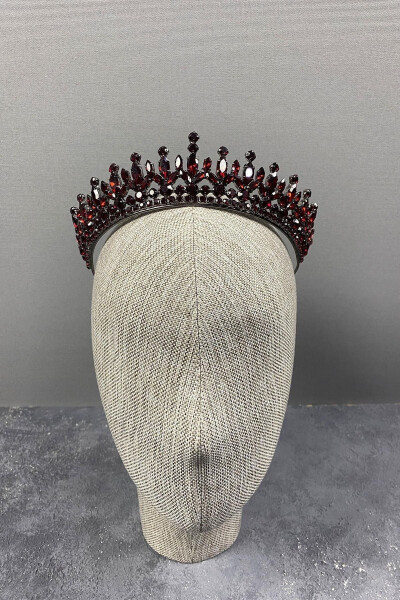 Pedro Model Elegant Bridal Crown Henna Crown Burgundy Bridal Crown - 4