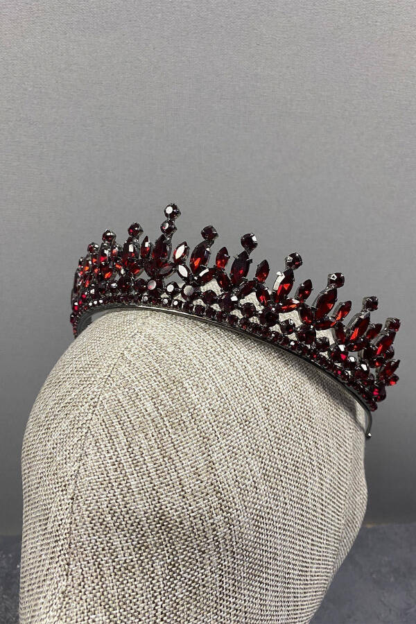 Pedro Model Elegant Bridal Crown Henna Crown Burgundy Bridal Crown - 5