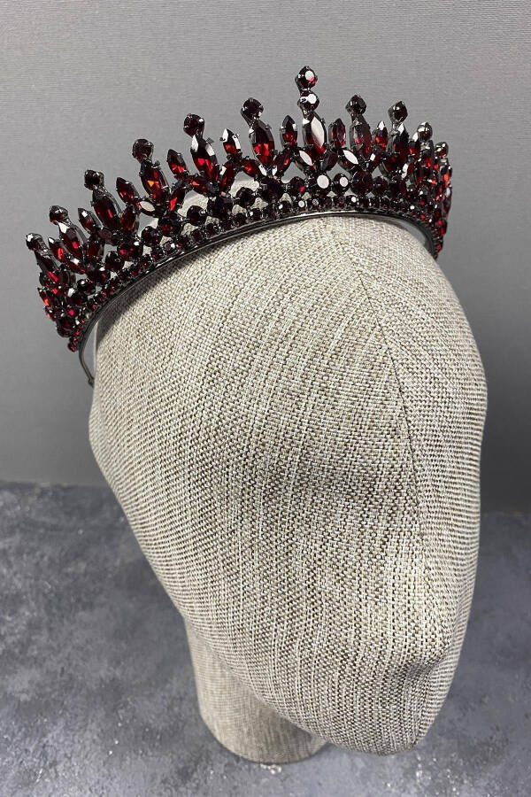 Pedro Model Elegant Bridal Crown Henna Crown Burgundy Bridal Crown - 6