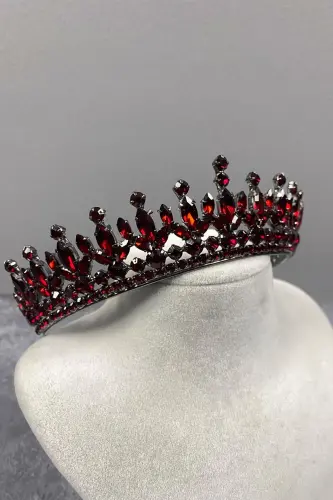 Pedro Model Elegant Bridal Crown Henna Crown Burgundy Bridal Crown - 5