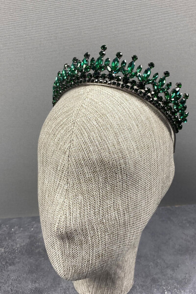 Pedro Model Elegant Bridal Crown Henna Crown Green Bridal Crown - 1