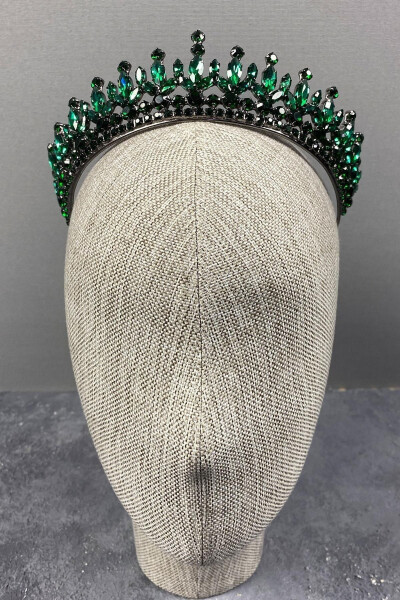 Pedro Model Elegant Bridal Crown Henna Crown Green Bridal Crown - 2