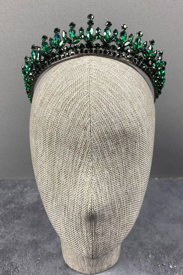 Pedro Model Elegant Bridal Crown Henna Crown Green Bridal Crown - 2